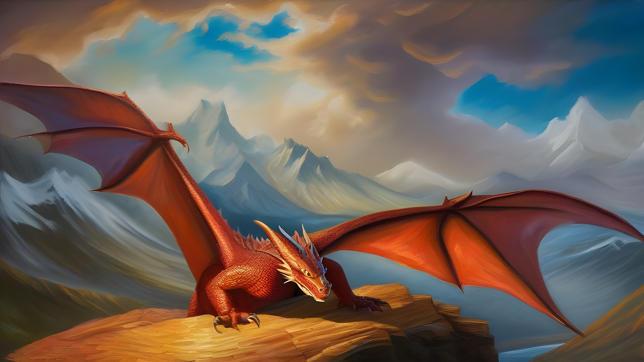 Red dragon, illustrated