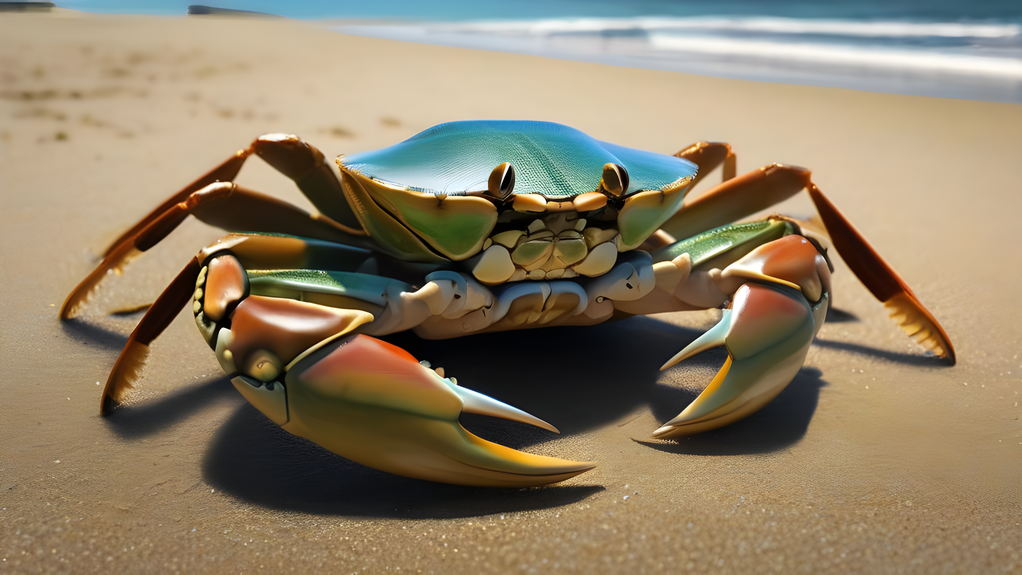 Crab on a beach, realistic rendering