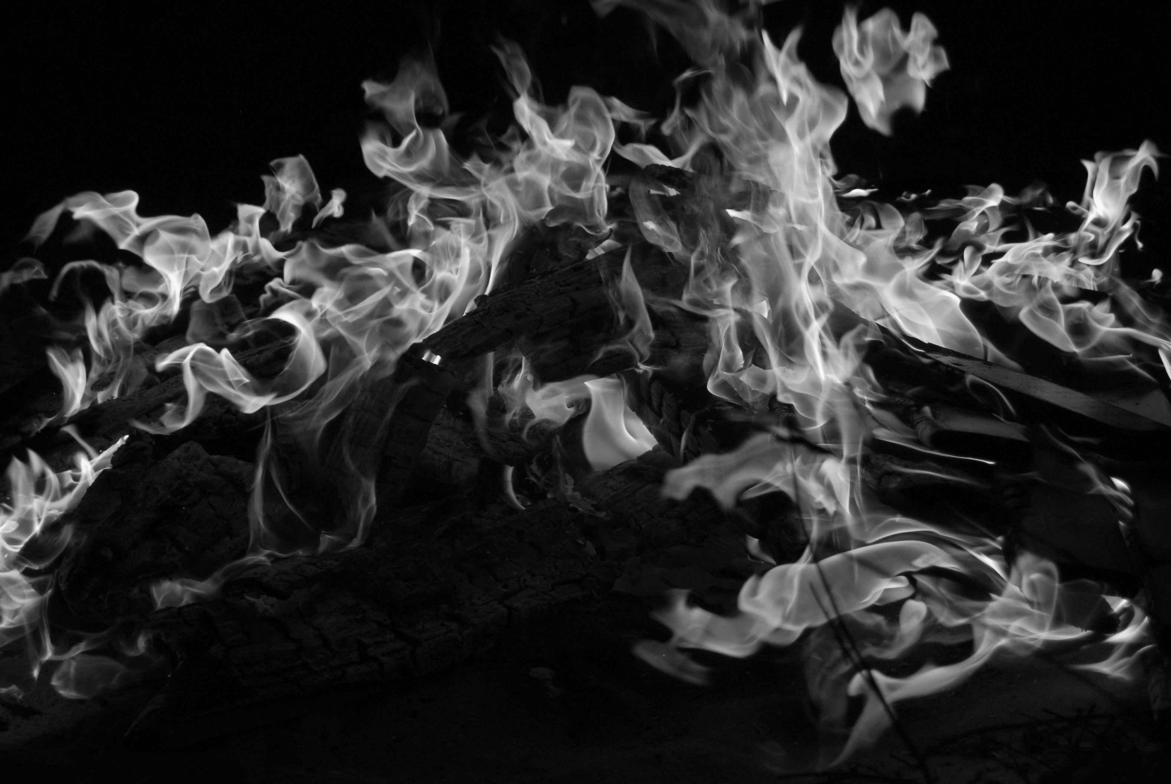 Fire, black and white